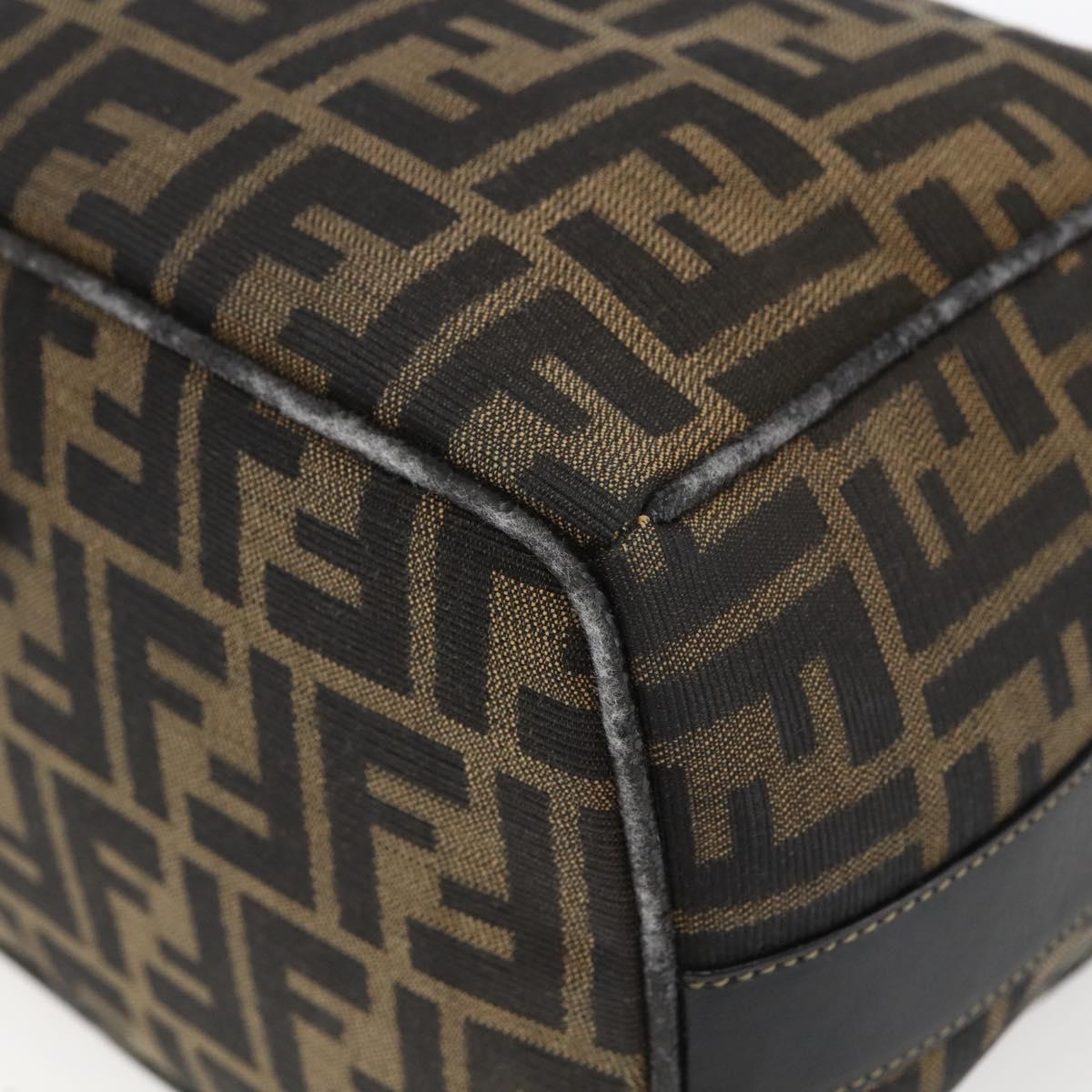 FENDI Zucca Canvas Hand Bag Black Brown Auth bs32457