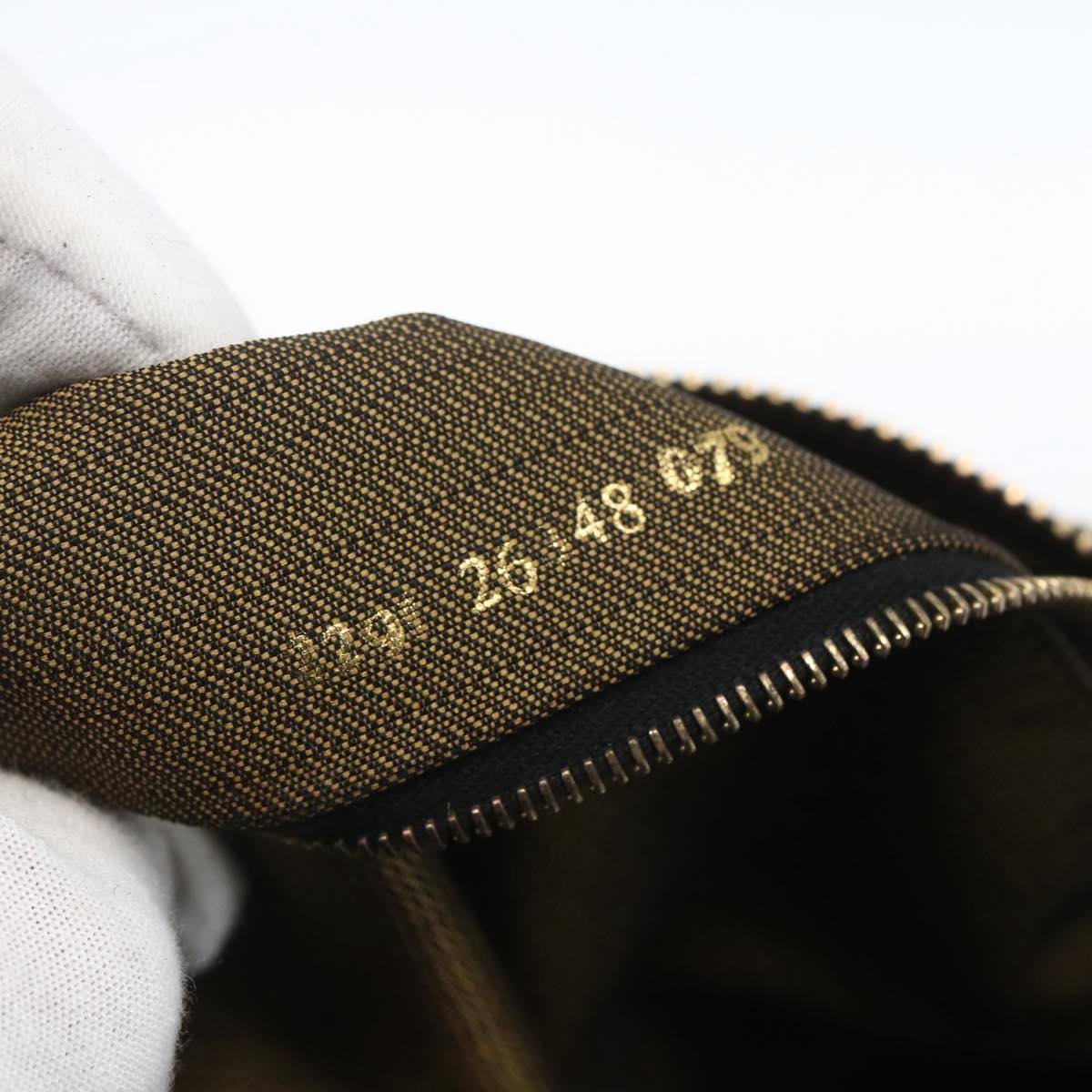 FENDI Zucca Canvas Hand Bag Black Brown Auth bs32457