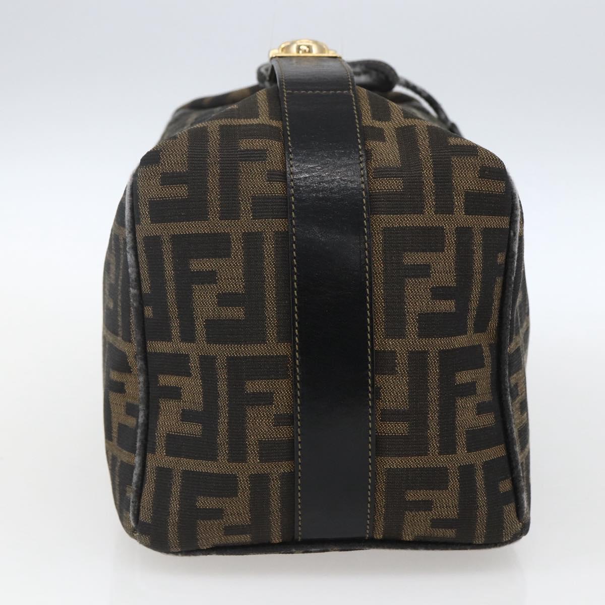 FENDI Zucca Canvas Hand Bag Black Brown Auth bs32457