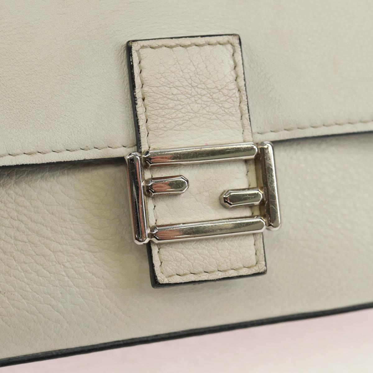 FENDI Chain Double Micro Baguette Shoulder Bag Leather Pink Silver Auth bs32459V