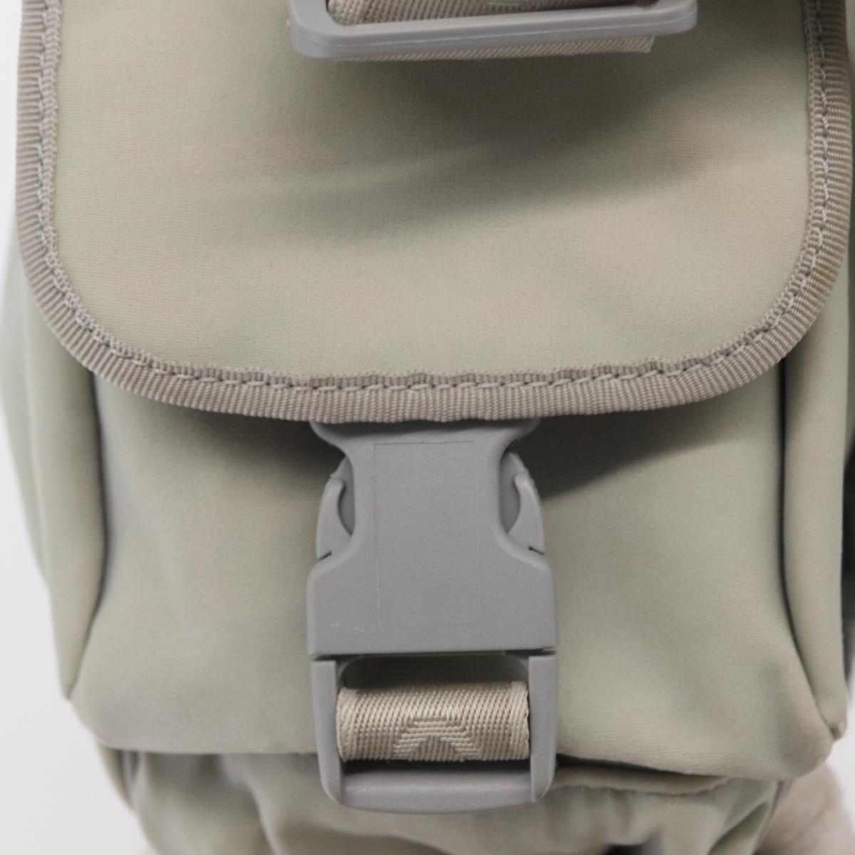CHANEL Shoulder Bag Nylon Gray Silver CC Auth bs32460
