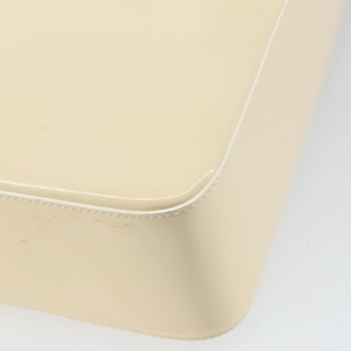 CHANEL Tote Bag Patent leather Beige Gold CC Auth bs32462
