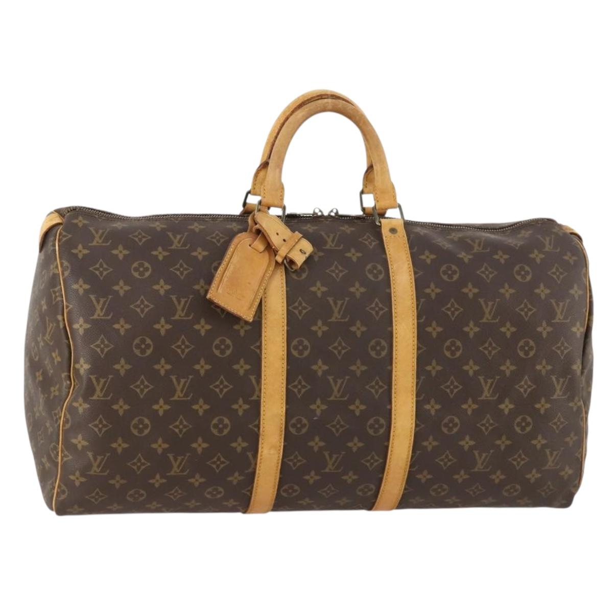 LOUIS VUITTON Monogram Keepall 55 Boston Bag M41424 LV Auth bs32469