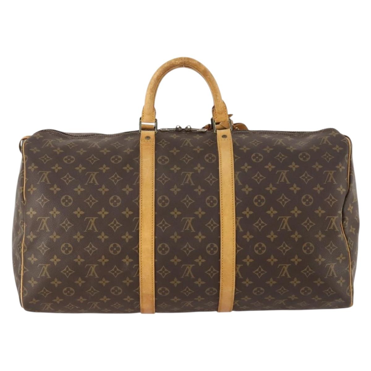 LOUIS VUITTON Monogram Keepall 55 Boston Bag M41424 LV Auth bs32469