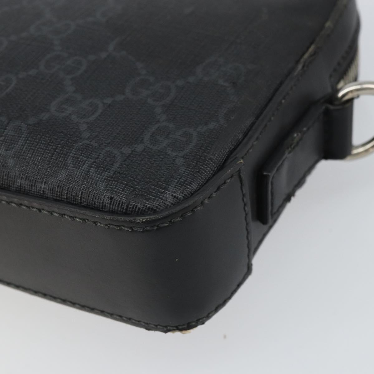 GUCCI GG Supreme Clutch Bag PVC Black Silver 495562 Auth bs32492
