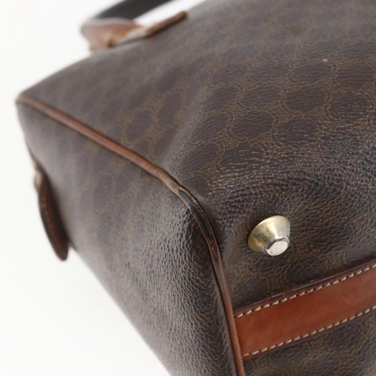 CELINE Macadam Canvas Hand Bag PVC Leather Brown Gold Auth bs32493