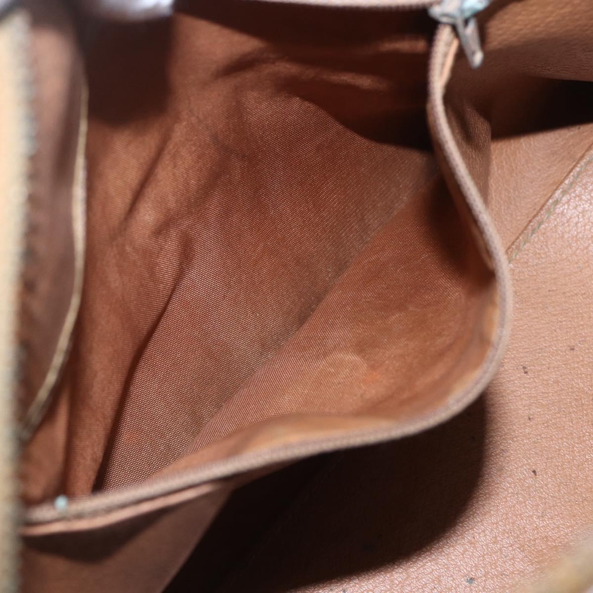 CELINE Macadam Canvas Hand Bag PVC Leather Brown Gold Auth bs32493