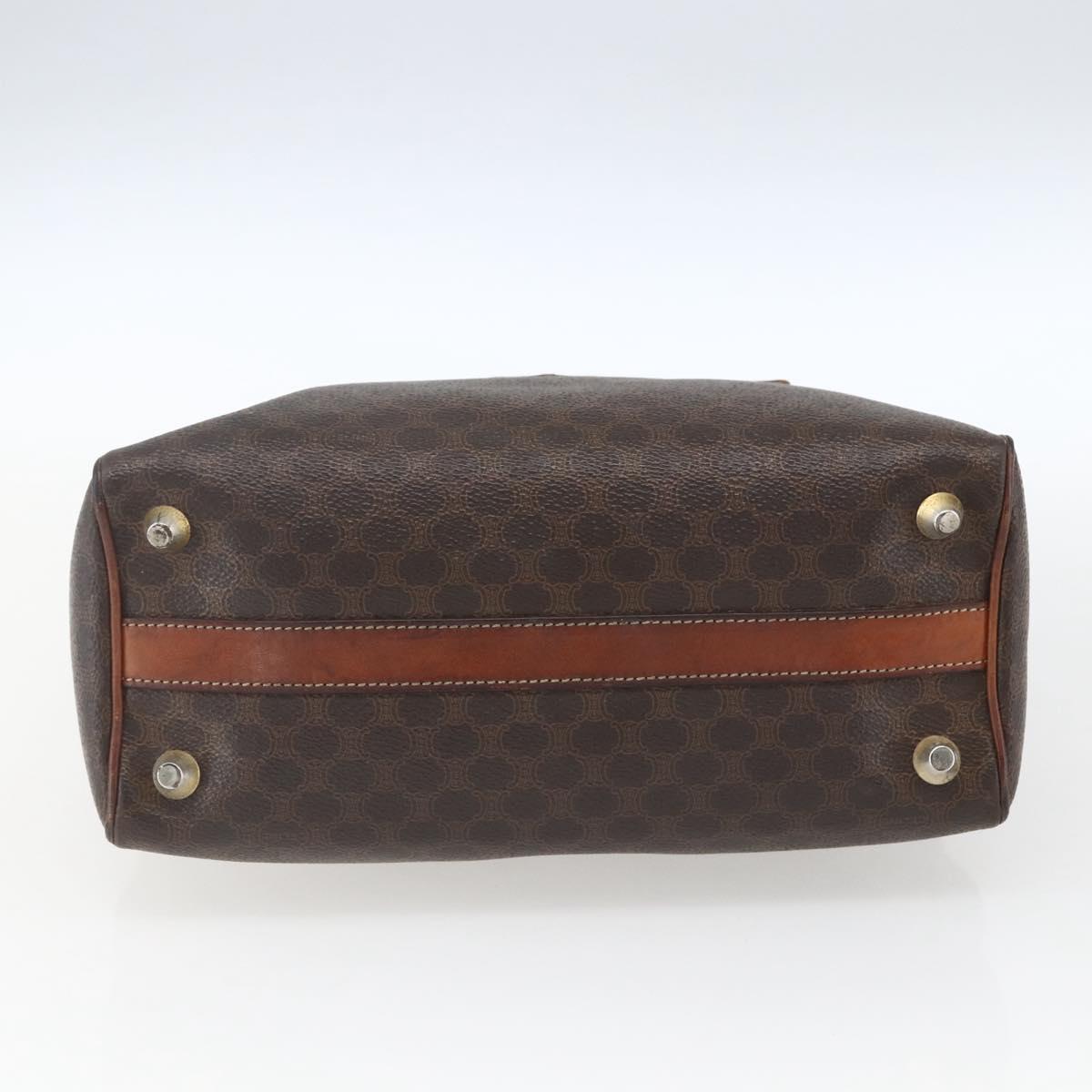 CELINE Macadam Canvas Hand Bag PVC Leather Brown Gold Auth bs32493