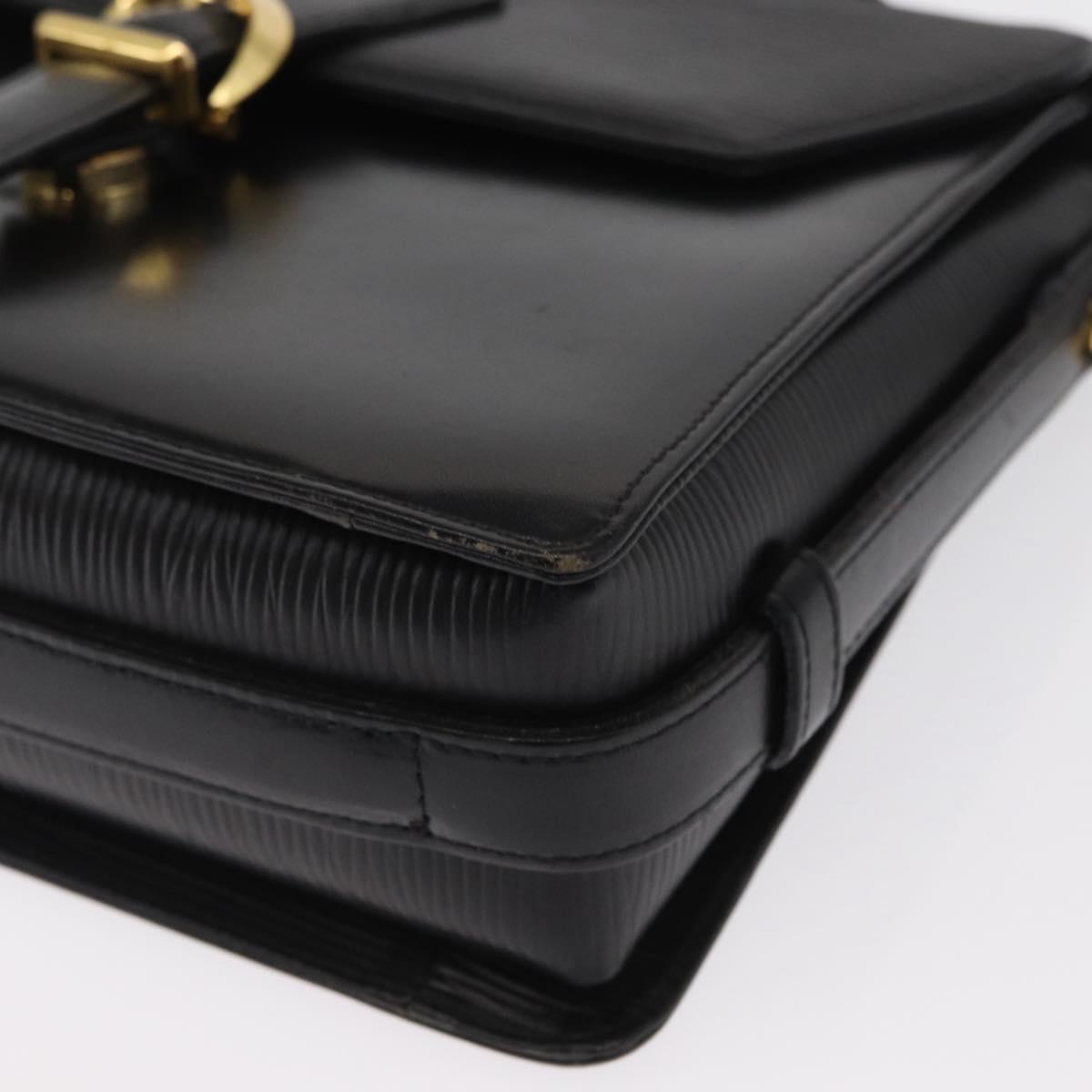 VALENTINO Shoulder Bag Leather Black Gold Auth bs32495