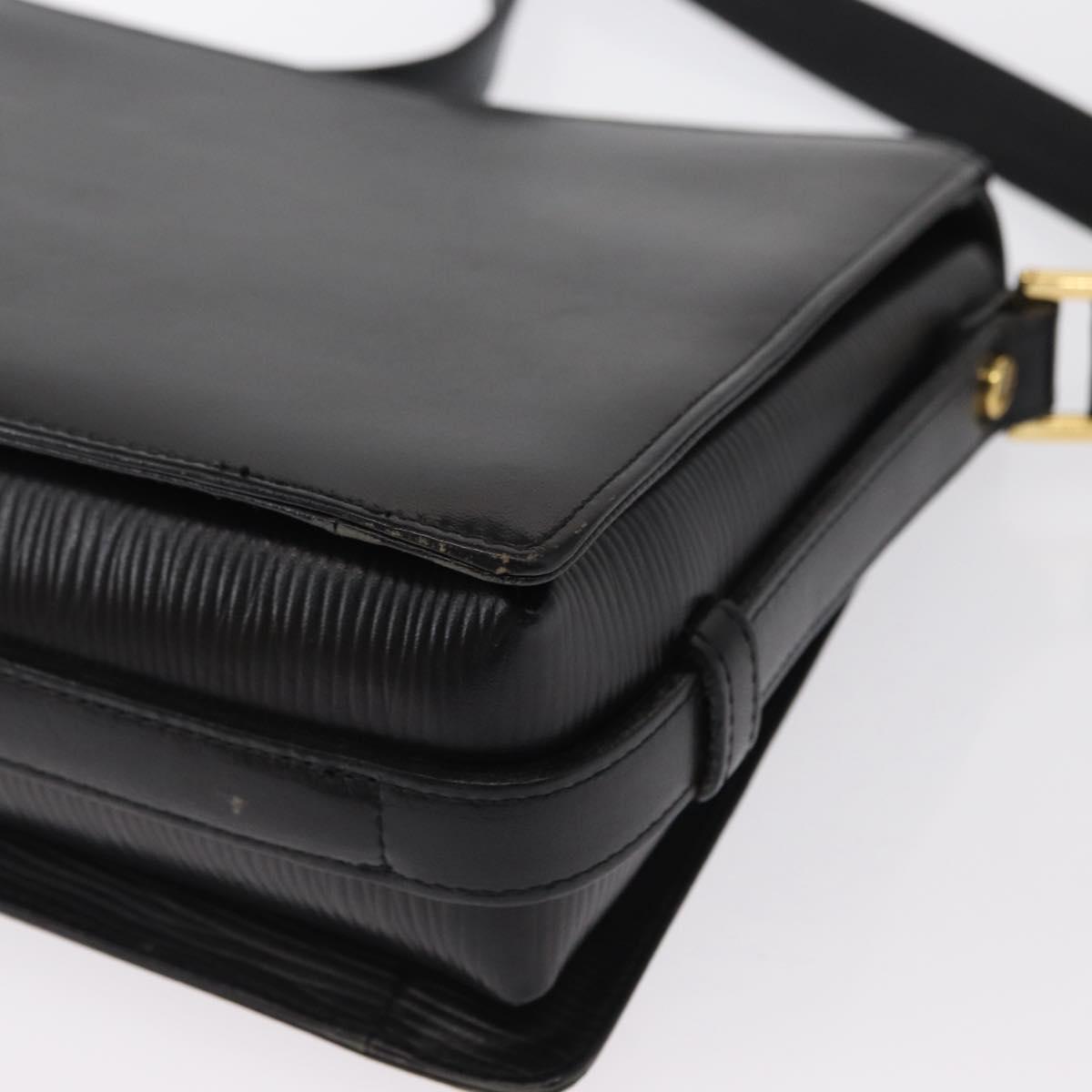 VALENTINO Shoulder Bag Leather Black Gold Auth bs32495
