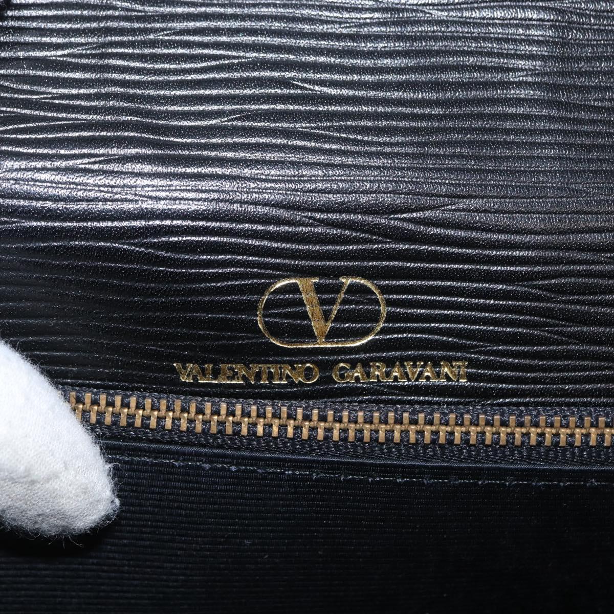 VALENTINO Shoulder Bag Leather Black Gold Auth bs32495