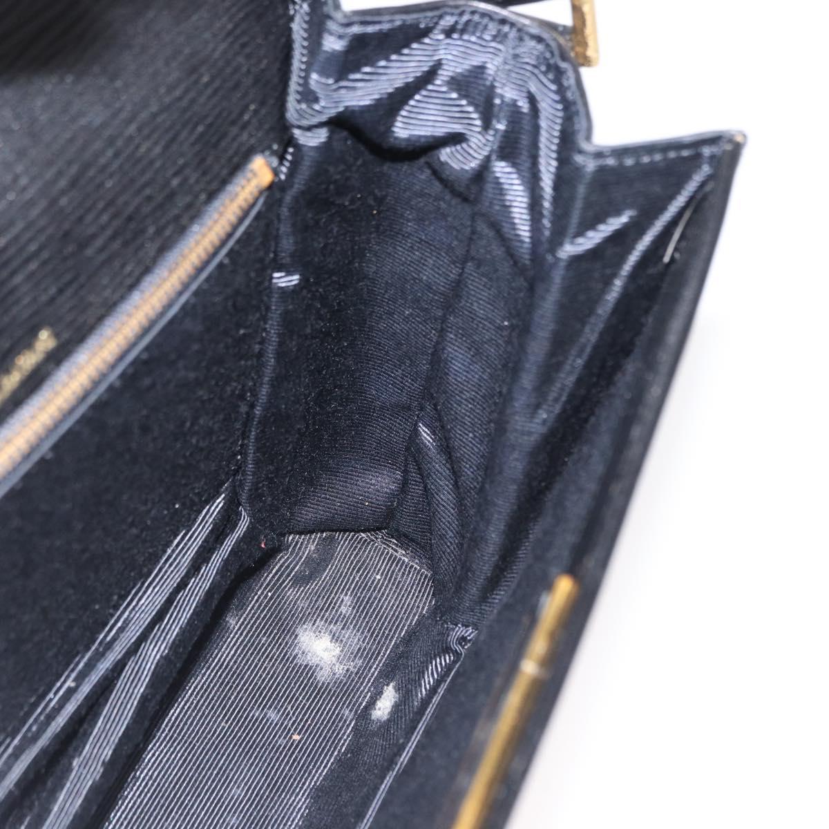 VALENTINO Shoulder Bag Leather Black Gold Auth bs32495