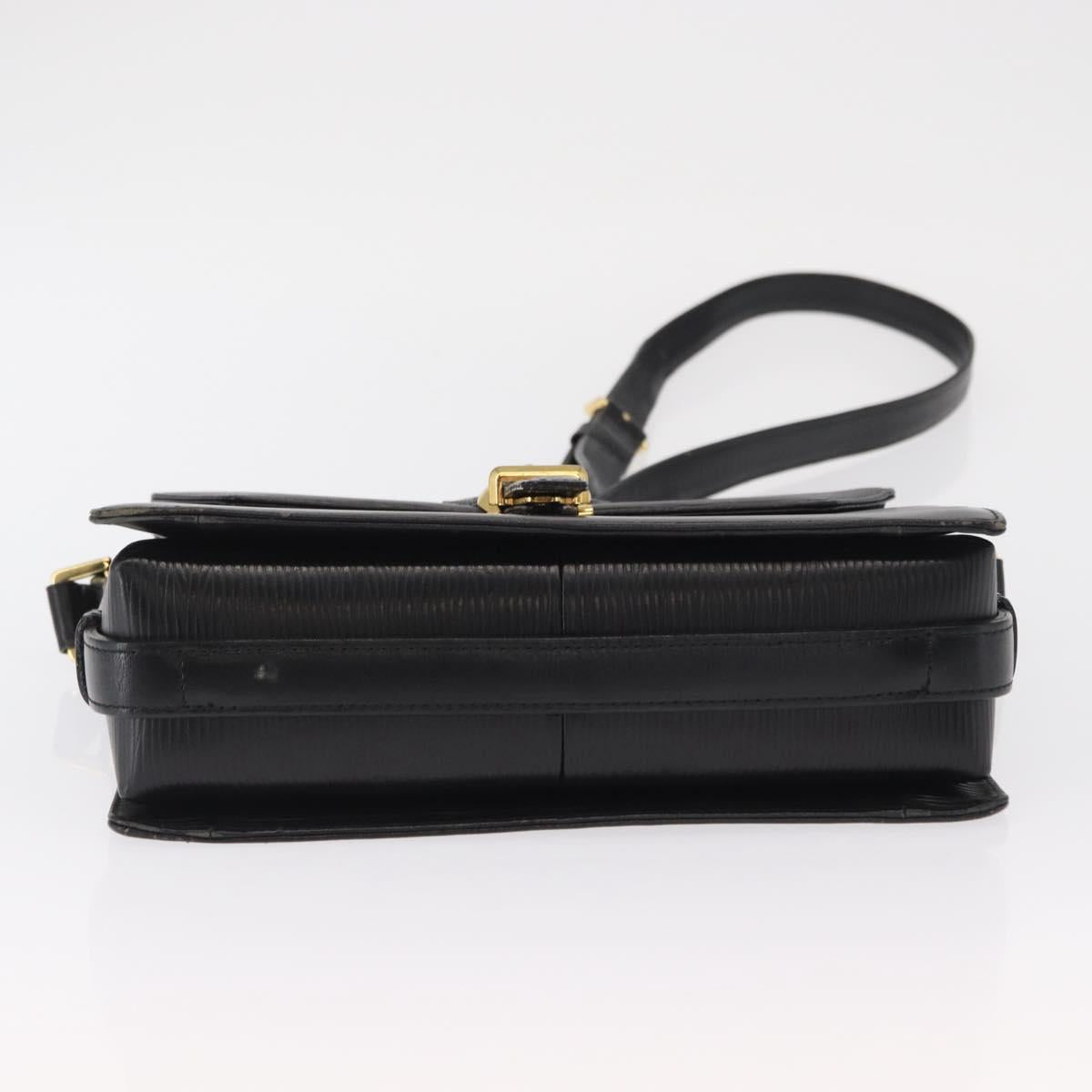 VALENTINO Shoulder Bag Leather Black Gold Auth bs32495