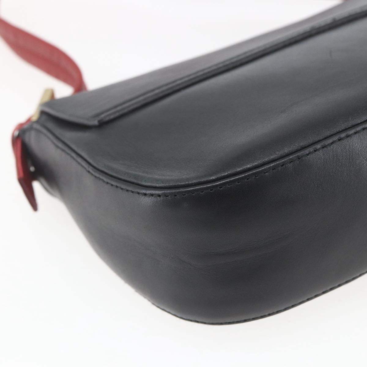 BALLY Shoulder Bag Leather Black Gold Auth bs32496