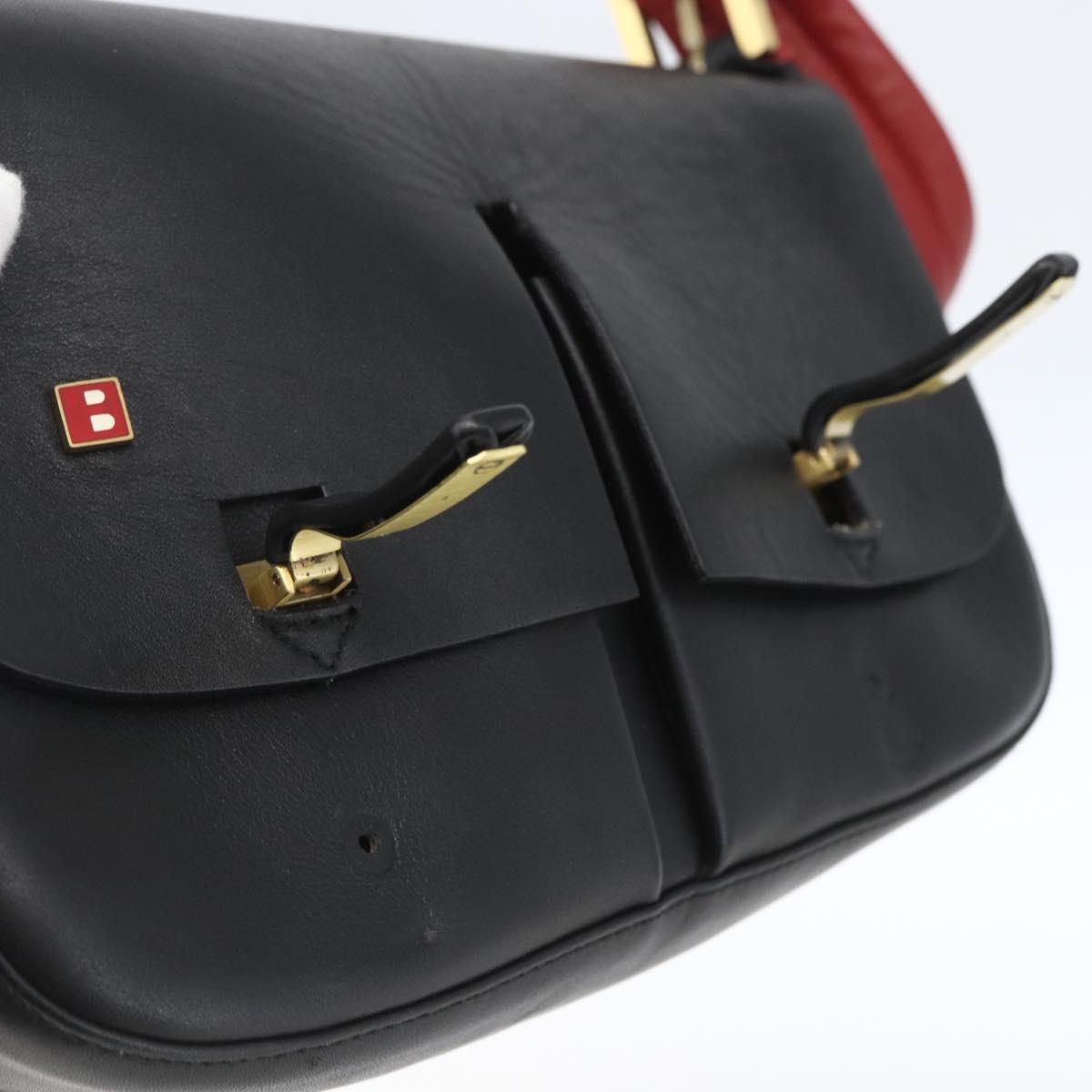 BALLY Shoulder Bag Leather Black Gold Auth bs32496