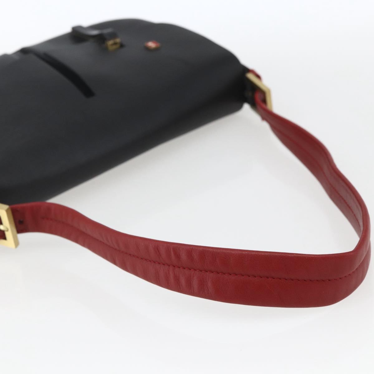 BALLY Shoulder Bag Leather Black Gold Auth bs32496