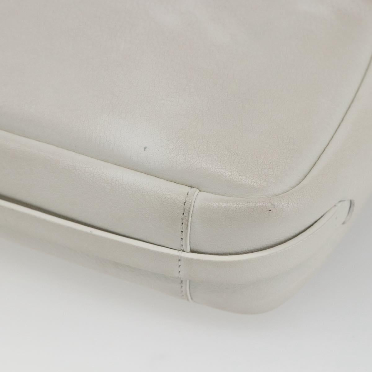 BALENCIAGA Shoulder Bag Leather White Silver 489812 Auth bs32497