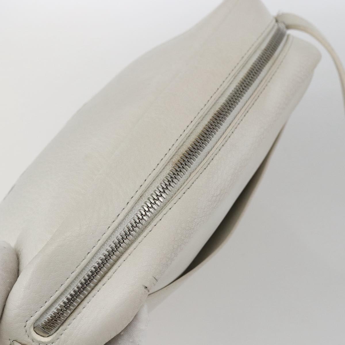 BALENCIAGA Shoulder Bag Leather White Silver 489812 Auth bs32497