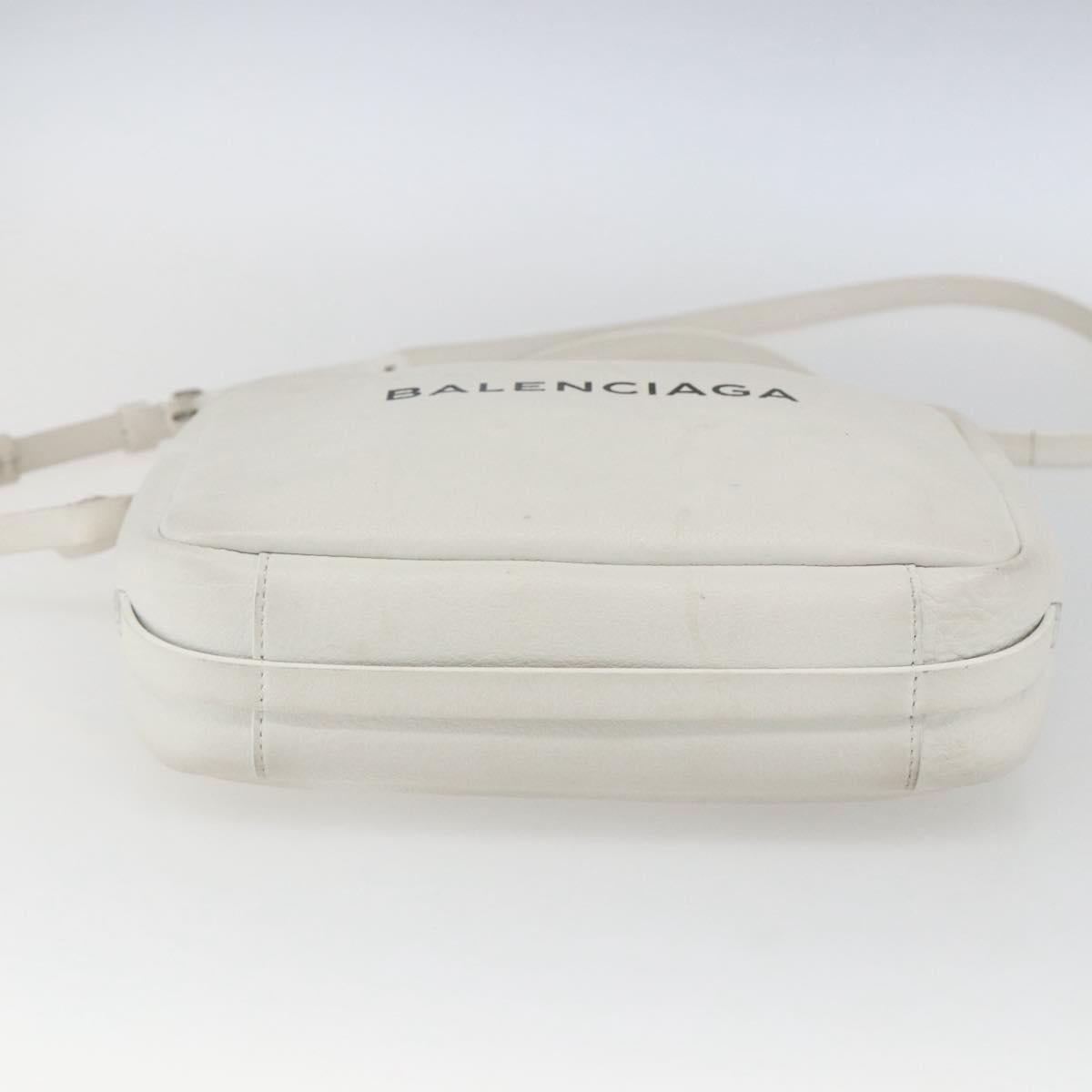 BALENCIAGA Shoulder Bag Leather White Silver 489812 Auth bs32497