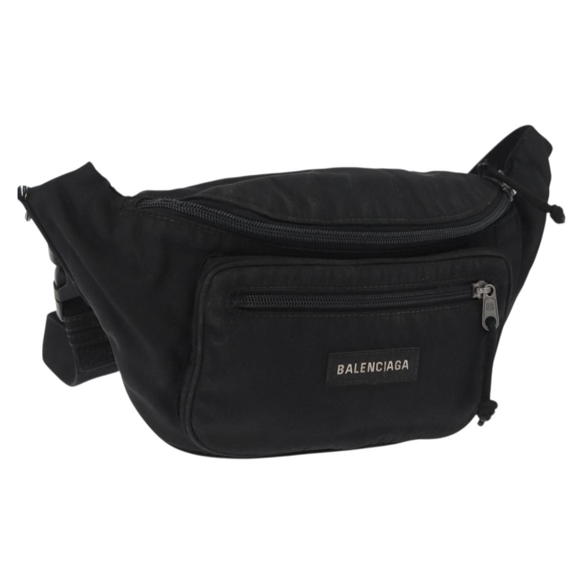 BALENCIAGA Body Bag Canvas Black 482389 Auth bs32498