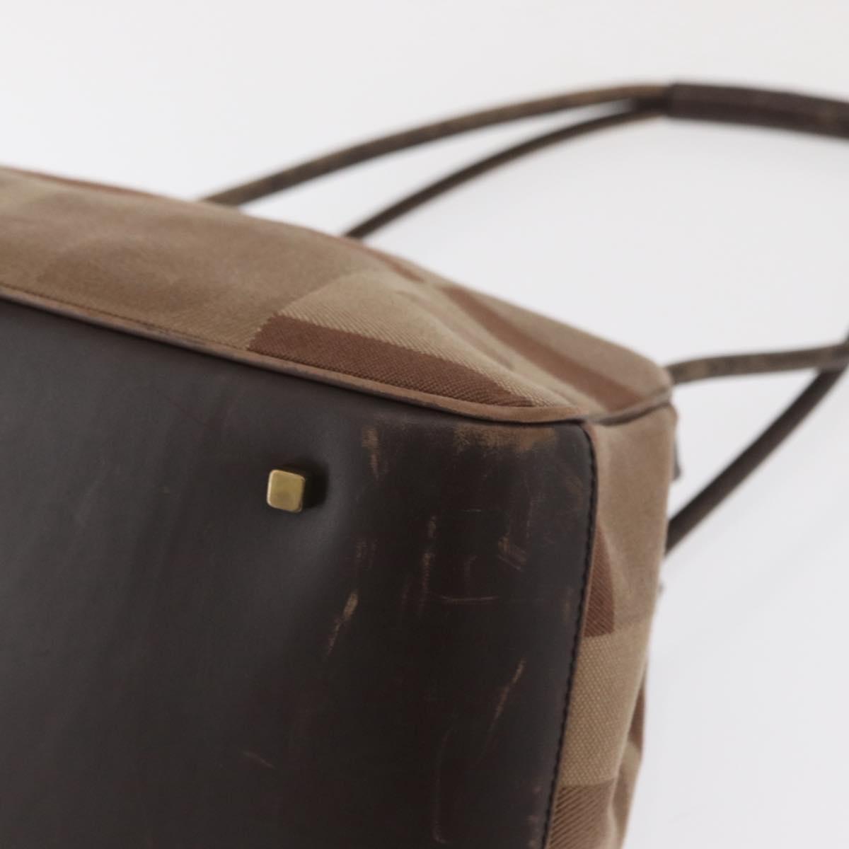 BALLY Shoulder Bag Canvas Beige Gold Auth bs32499