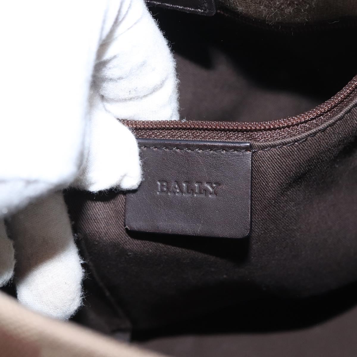 BALLY Shoulder Bag Canvas Beige Gold Auth bs32499