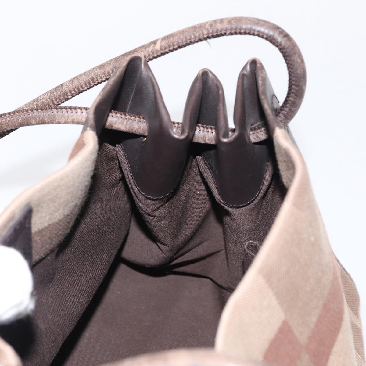 BALLY Shoulder Bag Canvas Beige Gold Auth bs32499