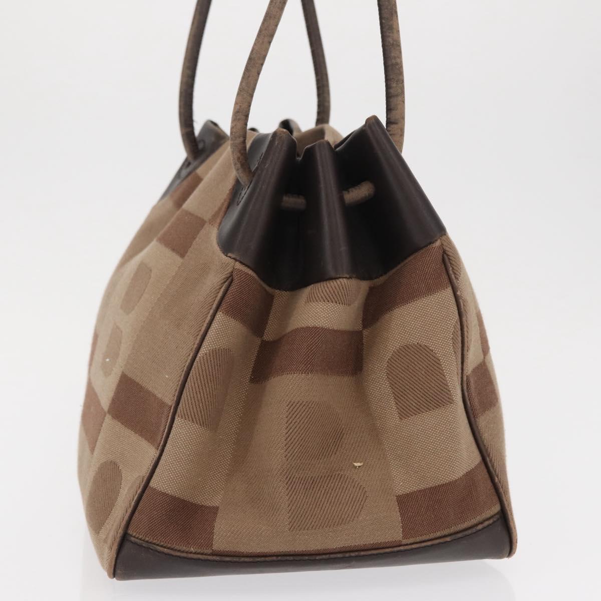 BALLY Shoulder Bag Canvas Beige Gold Auth bs32499
