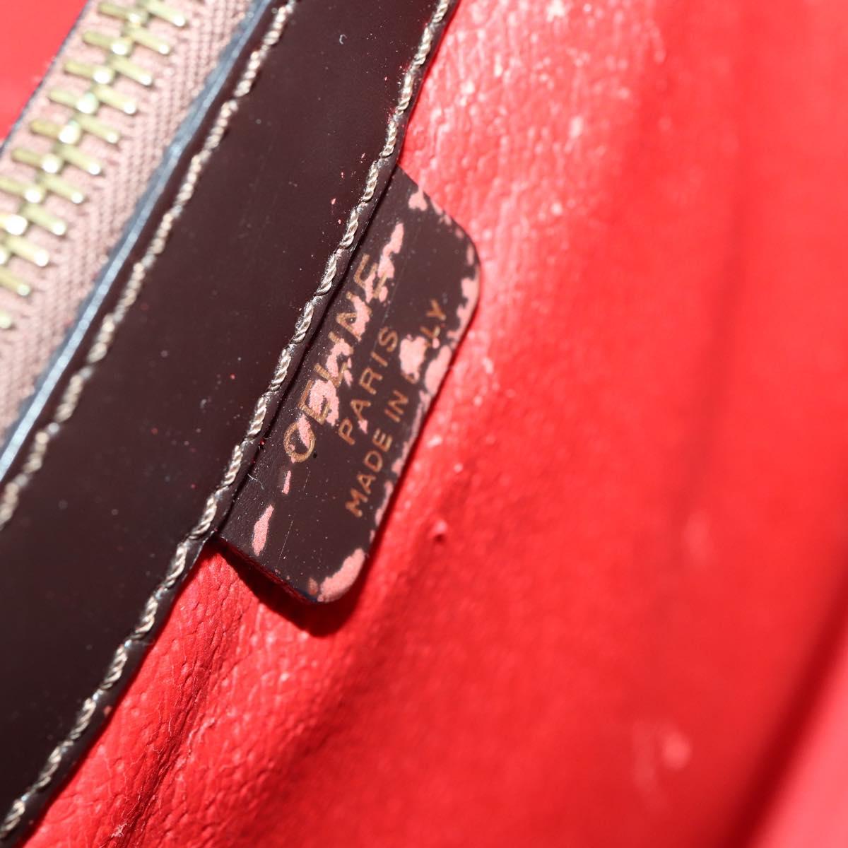 CELINE Tote Bag Patent leather Brown Gold Auth bs32500