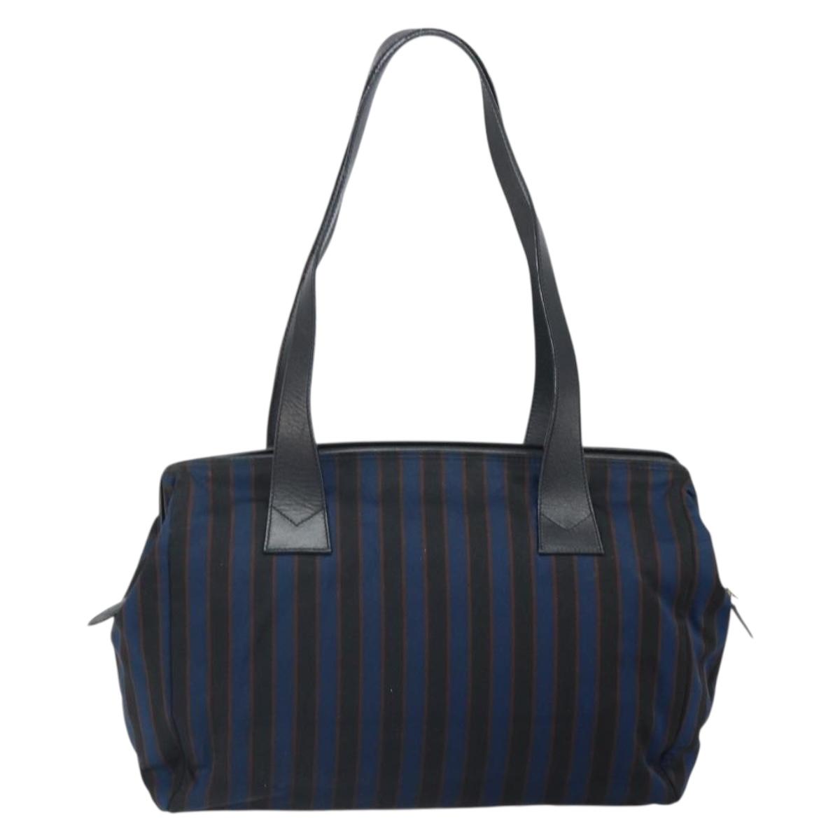 CELINE Tote Bag Canvas Blue Gold Auth bs32501