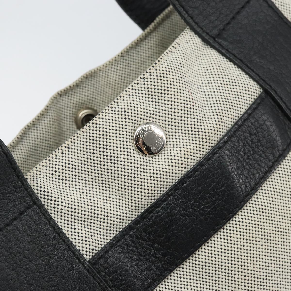 HERMES Sac Arne MM Hand Bag Canvas Gray Silver Auth bs32502