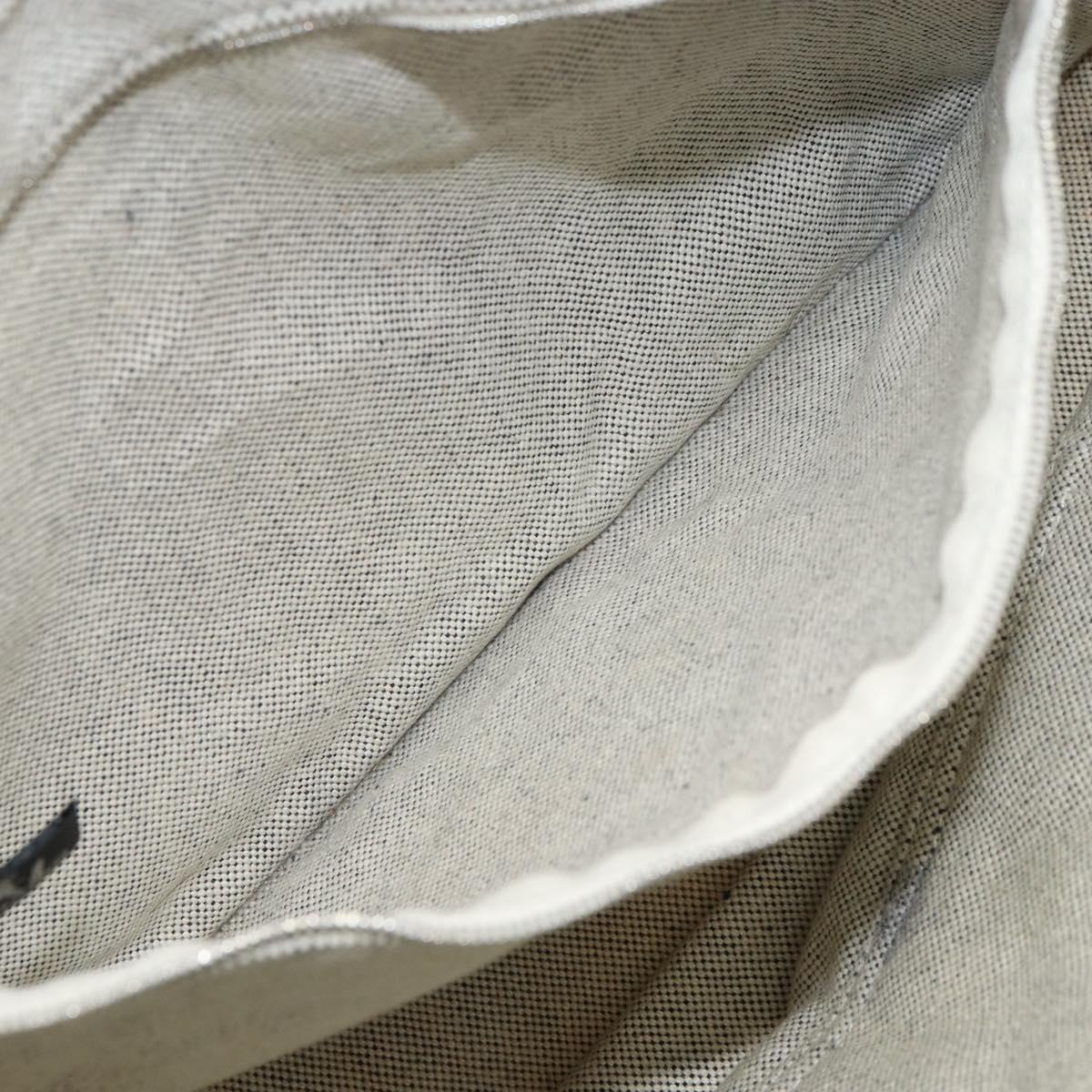 HERMES Sac Arne MM Hand Bag Canvas Gray Silver Auth bs32502