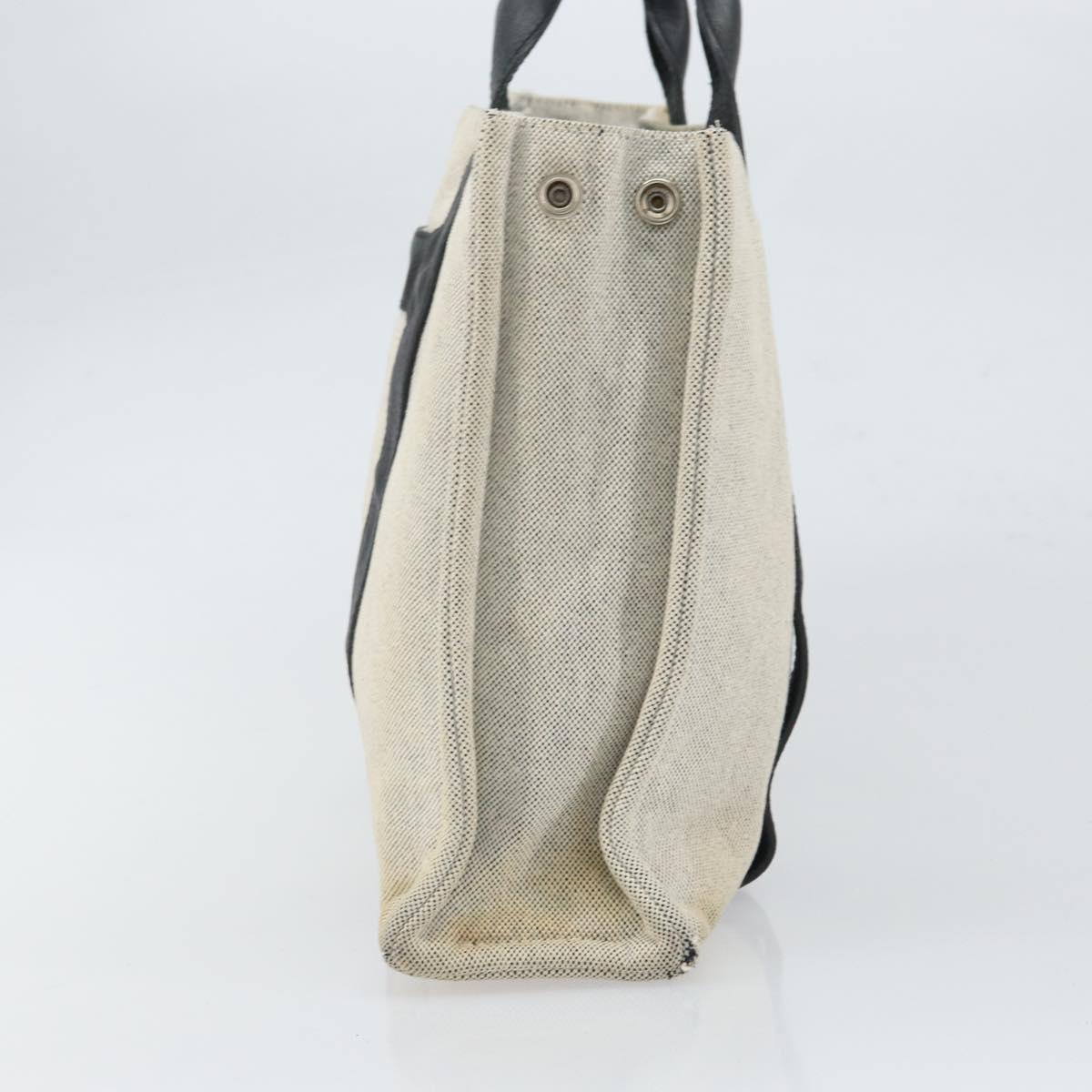 HERMES Sac Arne MM Hand Bag Canvas Gray Silver Auth bs32502