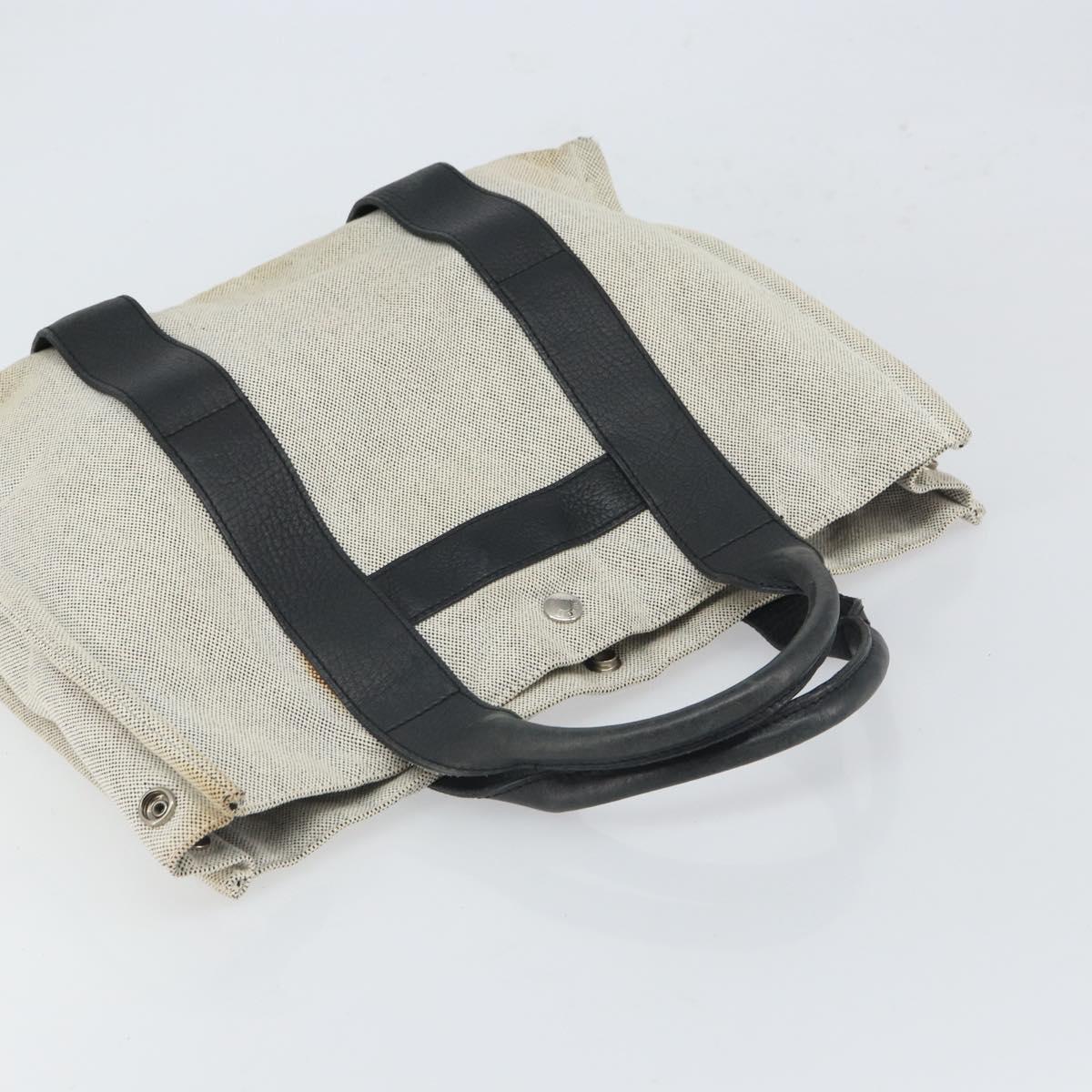 HERMES Sac Arne MM Hand Bag Canvas Gray Silver Auth bs32502
