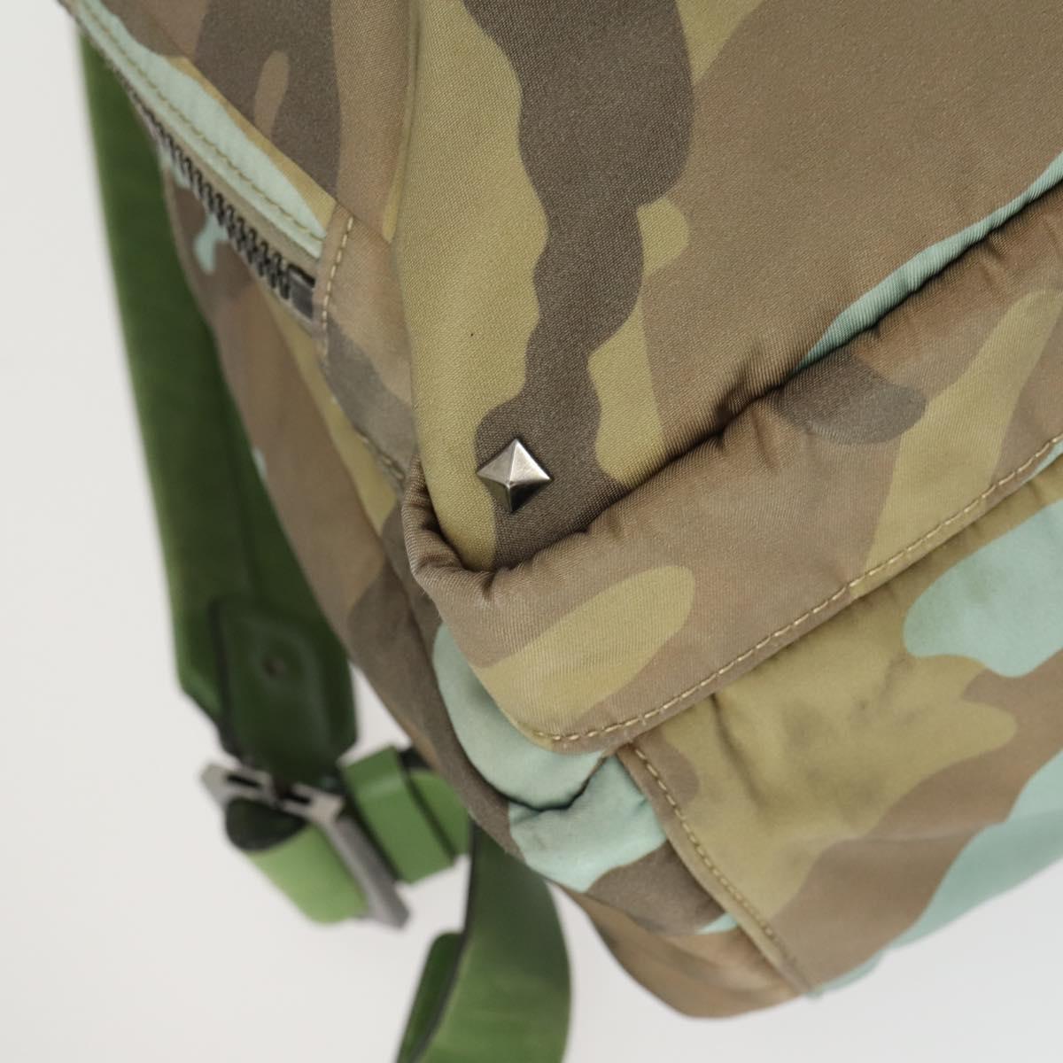 VALENTINO Backpack Nylon Khaki Silver Auth bs32505