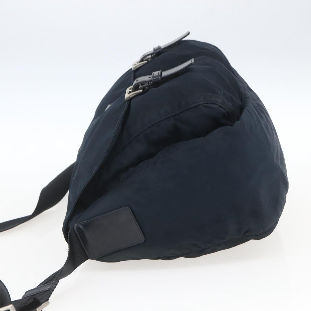 PRADA Shoulder Bag Nylon Navy Silver Auth bs32507