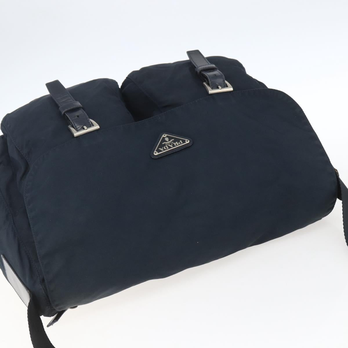 PRADA Shoulder Bag Nylon Navy Silver Auth bs32507