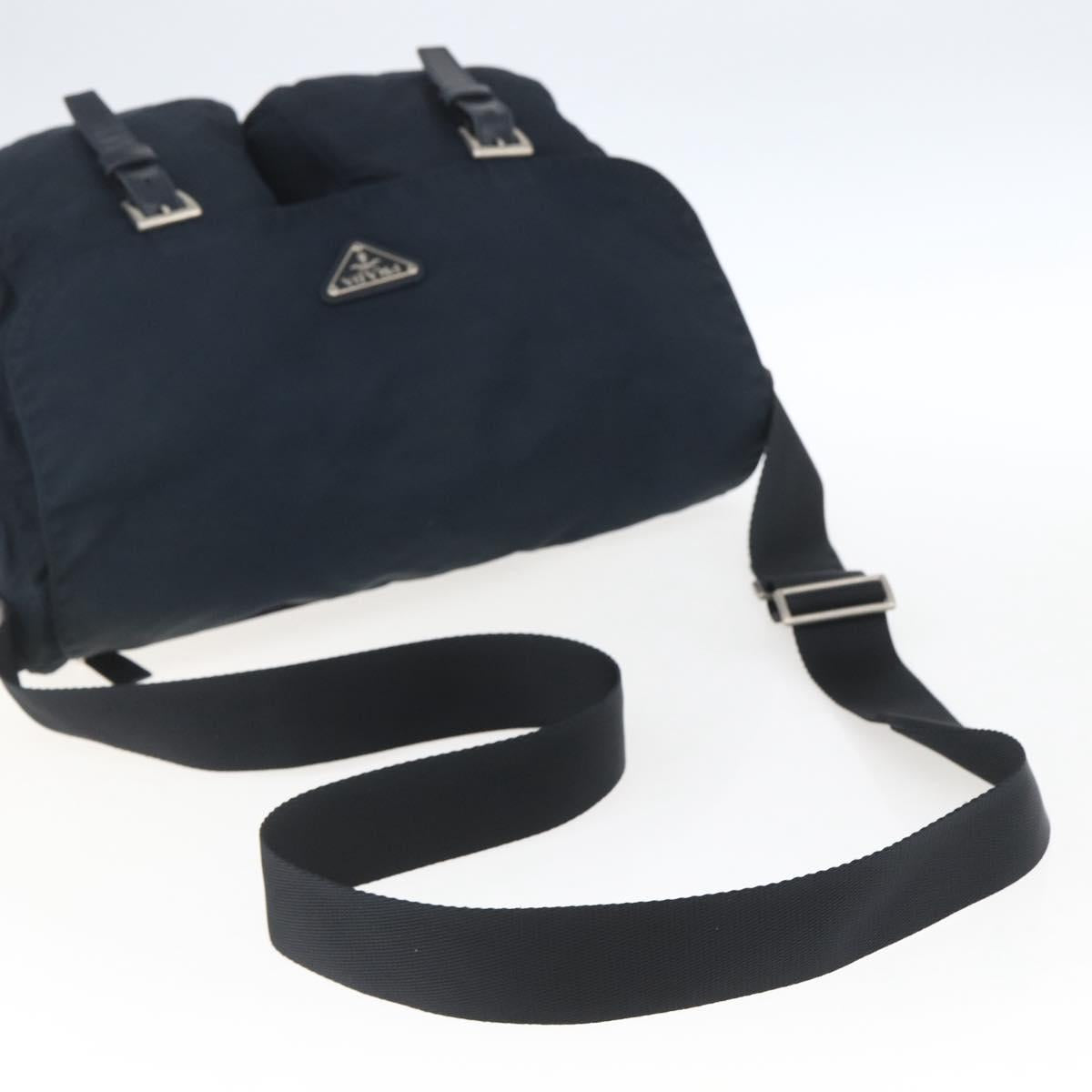 PRADA Shoulder Bag Nylon Navy Silver Auth bs32507