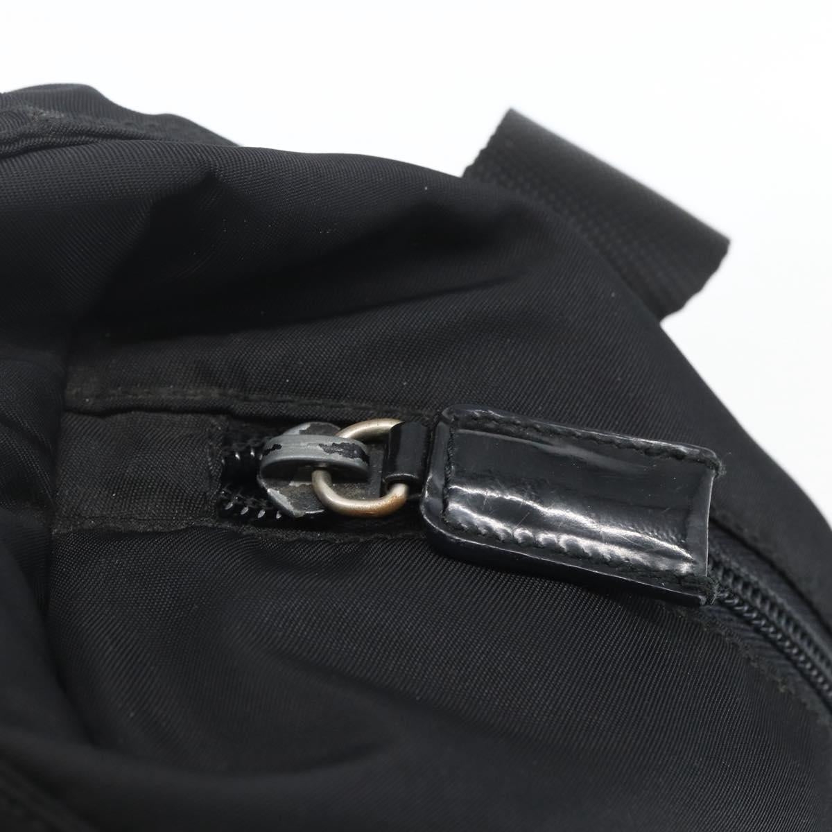 PRADA Tote Bag Nylon Black Silver Auth bs32508