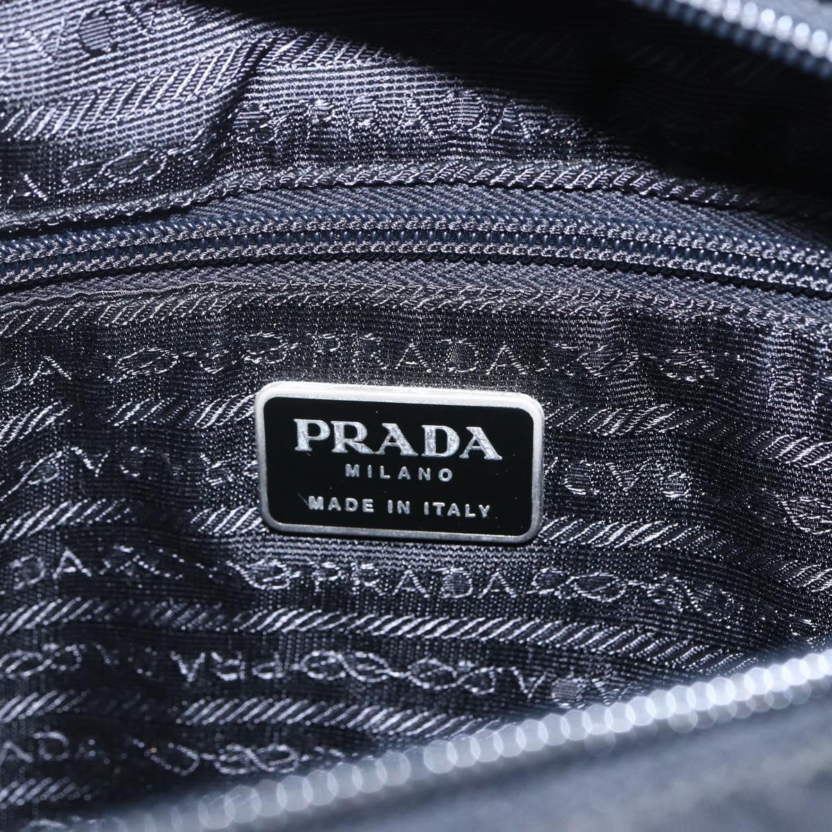 PRADA Tote Bag Nylon Black Silver Auth bs32508