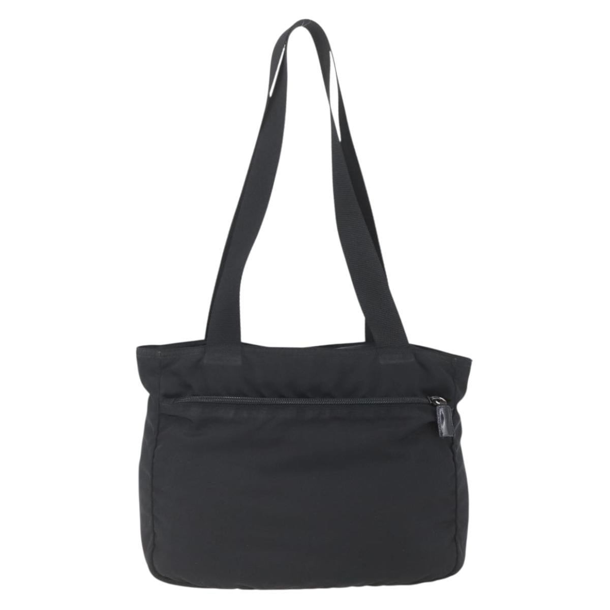 PRADA Tote Bag Nylon Black Silver Auth bs32508