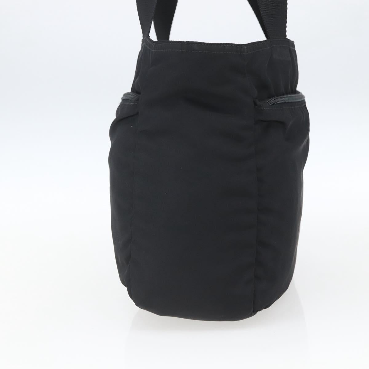 PRADA Tote Bag Nylon Black Silver Auth bs32508