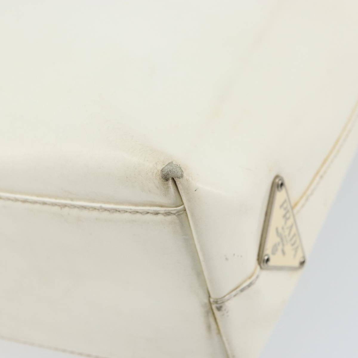 PRADA Hand Bag Patent leather White Clear Auth bs32510
