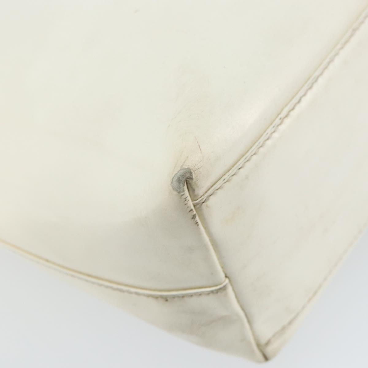PRADA Hand Bag Patent leather White Clear Auth bs32510