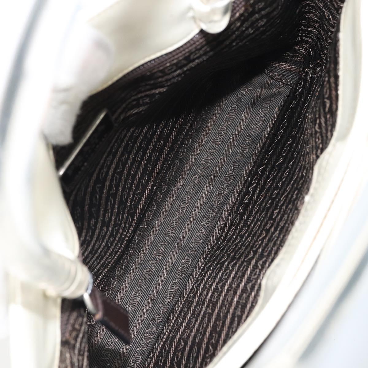 PRADA Hand Bag Patent leather White Clear Auth bs32510