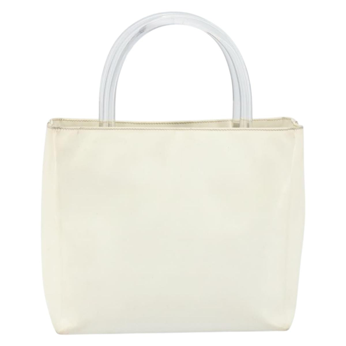 PRADA Hand Bag Patent leather White Clear Auth bs32510