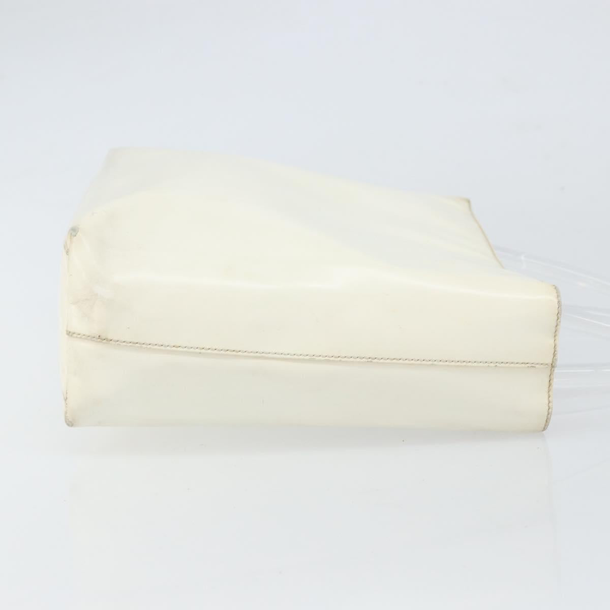 PRADA Hand Bag Patent leather White Clear Auth bs32510