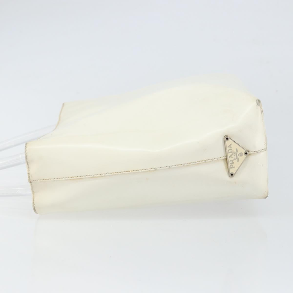 PRADA Hand Bag Patent leather White Clear Auth bs32510