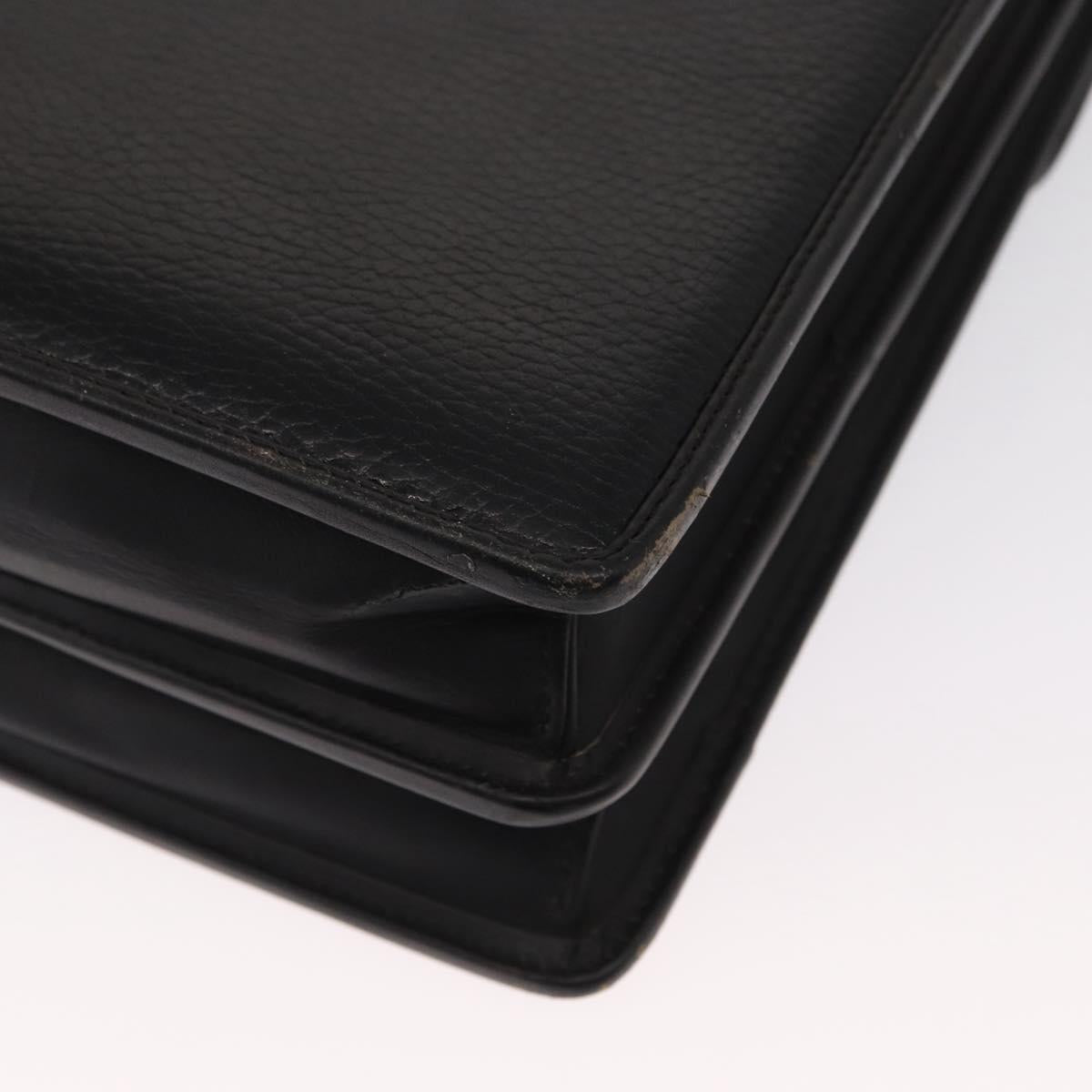 Gianni Versace Business Bag Leather Black Gold Auth bs32513
