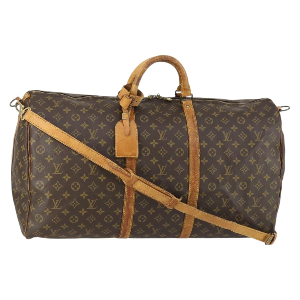 LOUIS VUITTON Monogram Keepall Bandouliere 60 Boston Bag M41412 LV Auth bs32518